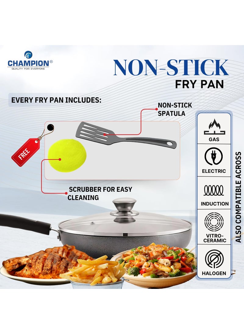 Champion Champion Fry Pan with Glass Lid, Non-Stick Granite Coating,(24 cm)  - Image 5