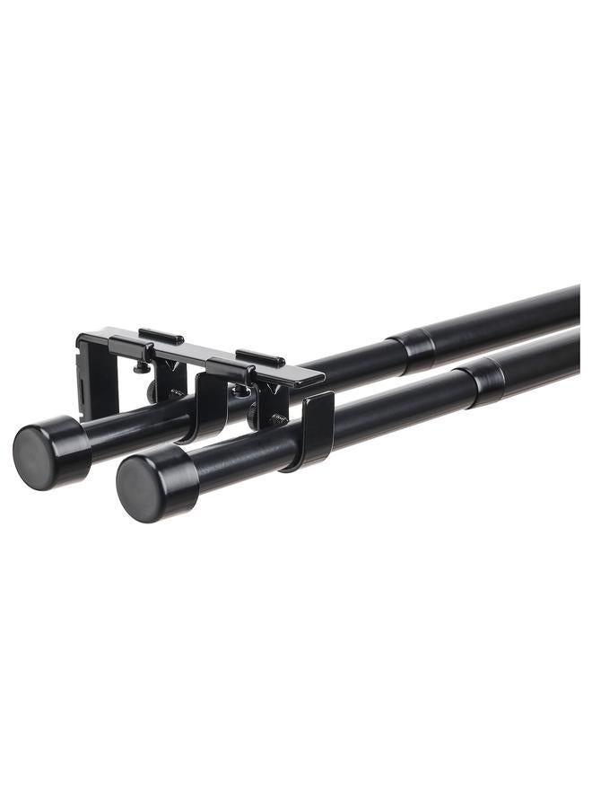 Zaboon Double curtain rod set, black, 120-210 cm 19 mm - Image 1