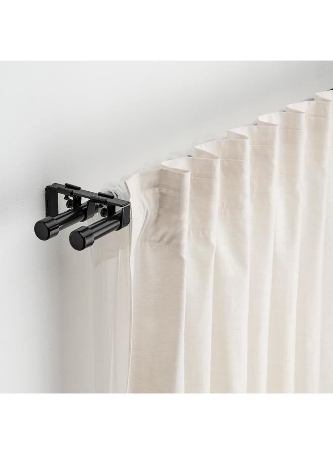 Zaboon Double curtain rod set, black, 120-210 cm 19 mm - Image 2