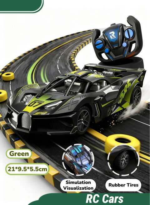 سيارة تحكم عن بعد، سباق بأربع عجلات، 1:20 لعبة سيارة تحكم عن بعد عالية السرعة، سيارة سباق كهربائية، هواية سباق سيارات للأولاد والبنات، قابلة لإعادة الشحن، مناسبة لجميع أنواع التضاريس، هدايا عيد ميلاد للأطفال (أخضر)