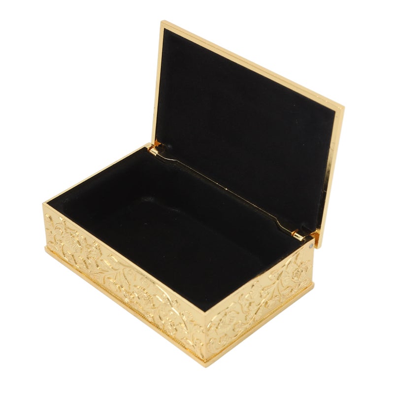 Vintage Jewelry Box Carved Elegant Colorfast Zinc Alloy Soft Velvet Lining Trinket Storage Box for Dressing Table Shelf Gold Color - Image 2
