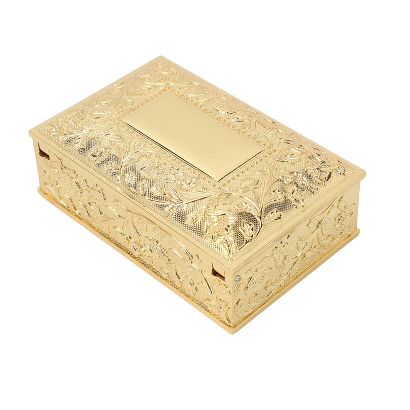 Vintage Jewelry Box Carved Elegant Colorfast Zinc Alloy Soft Velvet Lining Trinket Storage Box for Dressing Table Shelf Gold Color - Image 4