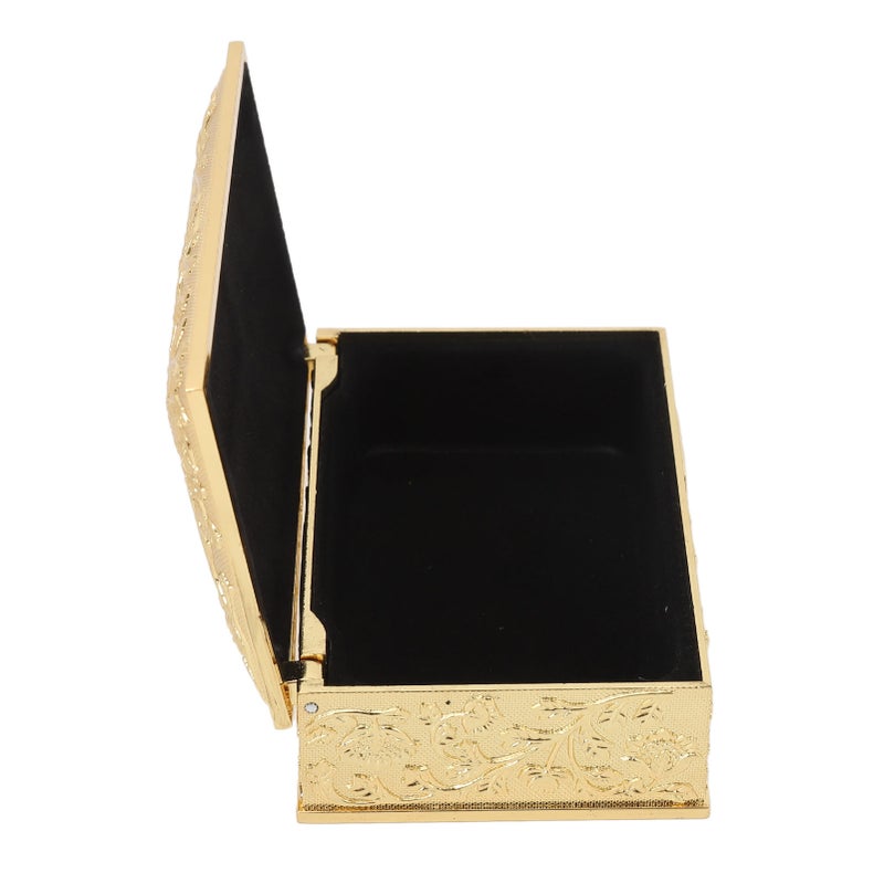 Vintage Jewelry Box Carved Elegant Colorfast Zinc Alloy Soft Velvet Lining Trinket Storage Box for Dressing Table Shelf Gold Color - Image 1
