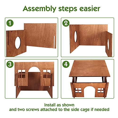 WHEARTED Large Rabbit Hideouts, Wooden Bunny House Rabbit Houses and Hideouts Habitat Castle for Indoor Bunnies, Guinea Pigs, Hamsters, Chinchillas - Image 3