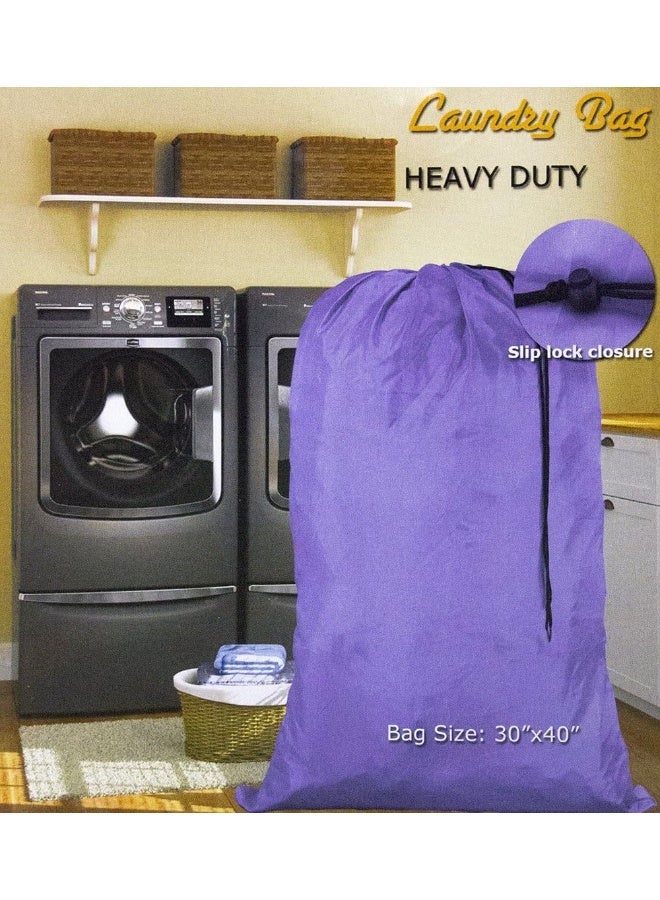 HomeLux Large 30 X 40 Inch Heavy Duty Nylon Laundry Bag with Drawstring Slip Lock Closure, Set of 12!!! Assorted Colors and Designs - Image 2