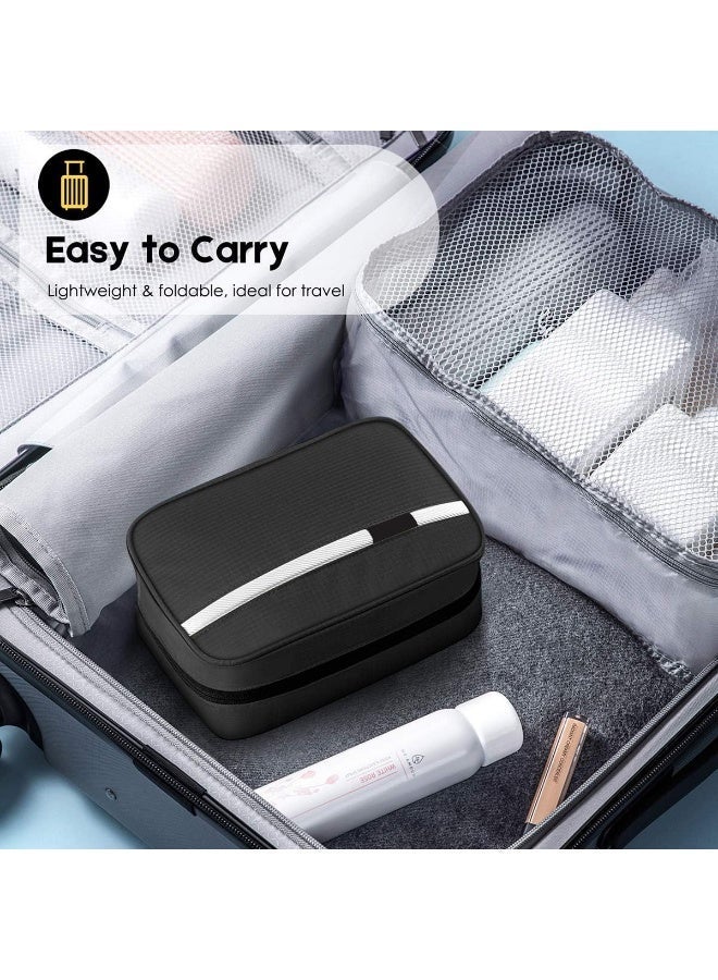 Toiletry Bag for Men & Women | Large for Traveling | Hanging Compact Hygiene Bag with 4 Compartments 3 in 1 Multifunctional Large Makeup Cosmetic Case Waterproof Bathroom Shower Bag (Black) - Image 5