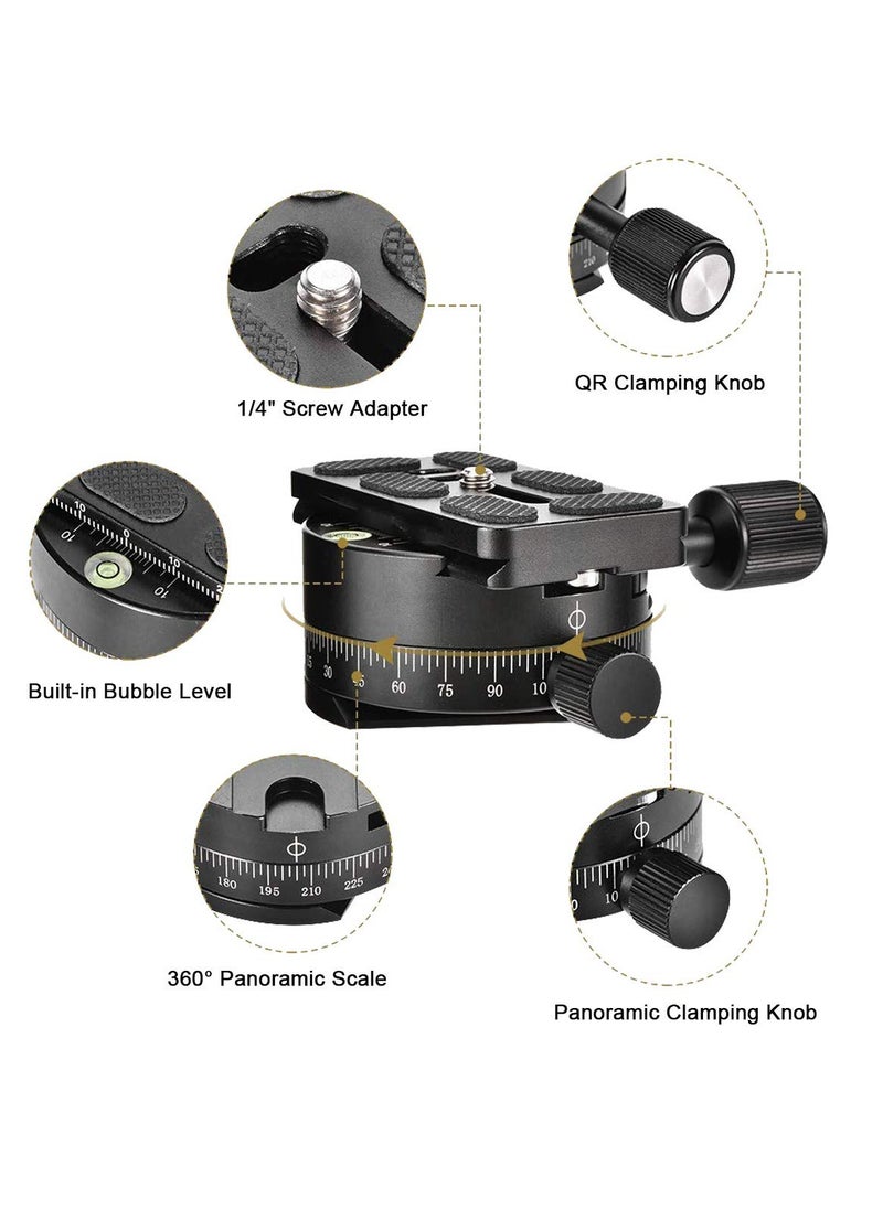 SYOSI - SYOSI 360 Panoramic Tripod Head Base Screw Knob Clamp, with 38mm Arca Swiss Style Quick Release Plate Bubble Level for Peak Design Travel Tripod, Gimbal, up to 22.05LBS - Image 1