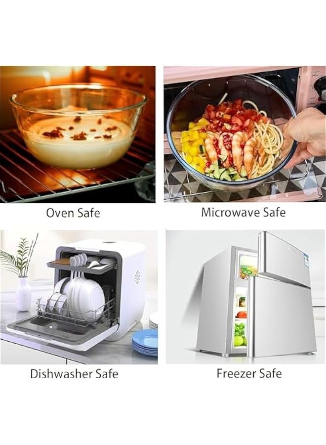 Beauenty Glass Mixing Bowl Set for Baking 2-Piece Salad Bowl Set, High Brosilicate Large Bowls for Kitchen Prepping Serving and Storage, Microwave Dishwasher Oven Safe（4200ml+2700ml） - Image 2