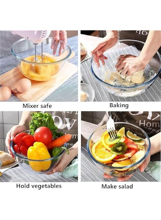 Beauenty Glass Mixing Bowl Set for Baking 2-Piece Salad Bowl Set, High Brosilicate Large Bowls for Kitchen Prepping Serving and Storage, Microwave Dishwasher Oven Safe（4200ml+2700ml） - Image 3