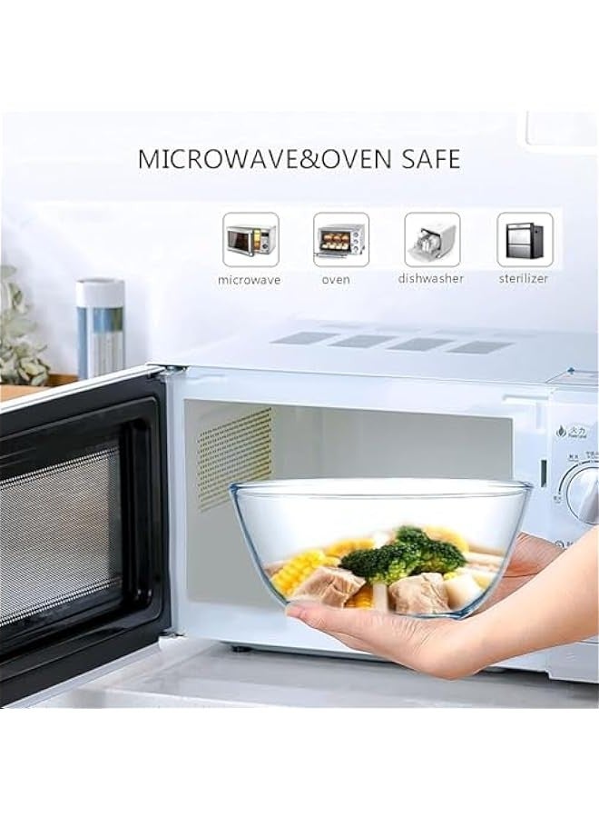 Beauenty Glass Mixing Bowl Set for Baking 2-Piece Salad Bowl Set, High Brosilicate Large Bowls for Kitchen Prepping Serving and Storage, Microwave Dishwasher Oven Safe（4200ml+2700ml） - Image 4