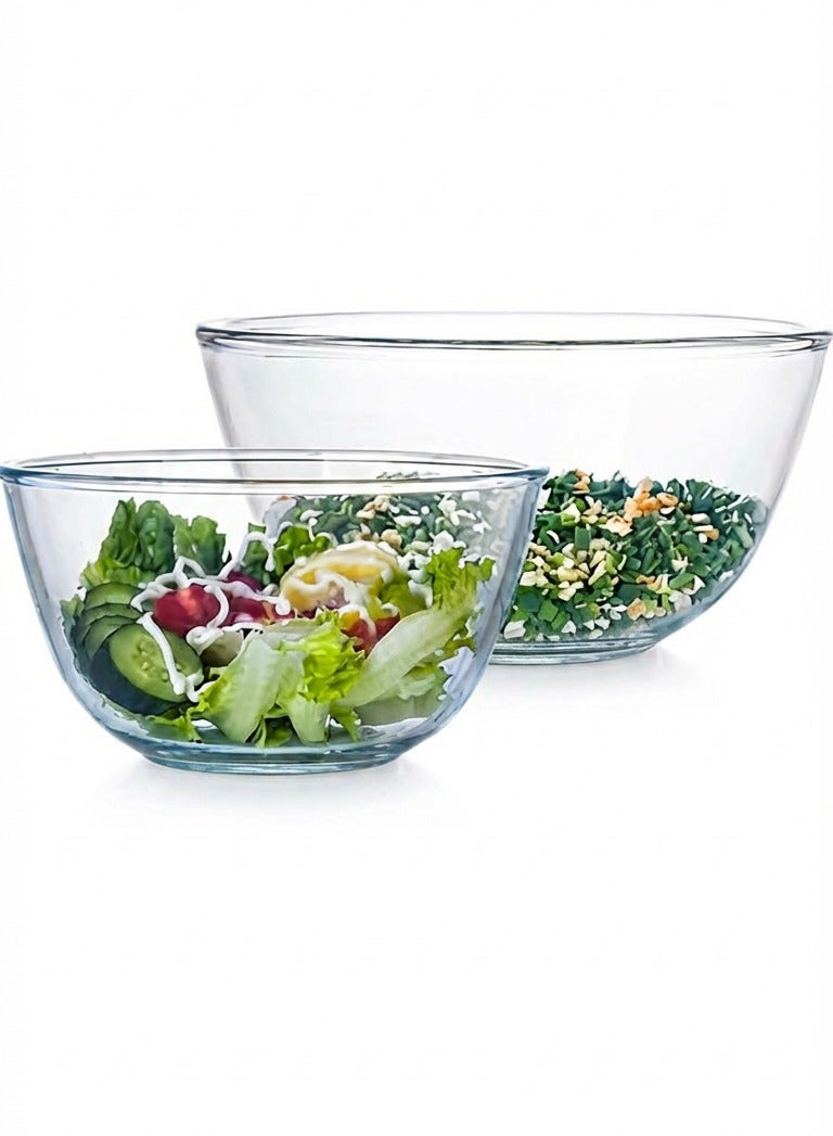 Beauenty Glass Mixing Bowl Set for Baking 2-Piece Salad Bowl Set, High Brosilicate Large Bowls for Kitchen Prepping Serving and Storage, Microwave Dishwasher Oven Safe（4200ml+2700ml） - Image 1