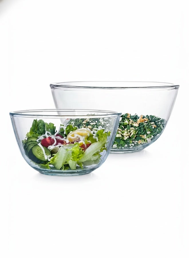 Beauenty Glass Mixing Bowl Set for Baking 2-Piece Salad Bowl Set, High Brosilicate Large Bowls for Kitchen Prepping Serving and Storage, Microwave Dishwasher Oven Safe（4200ml+2700ml） - Image 1