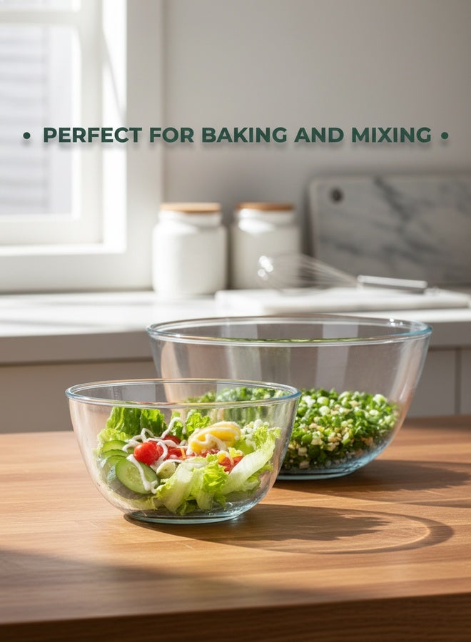 Beauenty Glass Mixing Bowl Set for Baking 2-Piece Salad Bowl Set, High Brosilicate Large Bowls for Kitchen Prepping Serving and Storage, Microwave Dishwasher Oven Safe（4200ml+2700ml） - Image 3