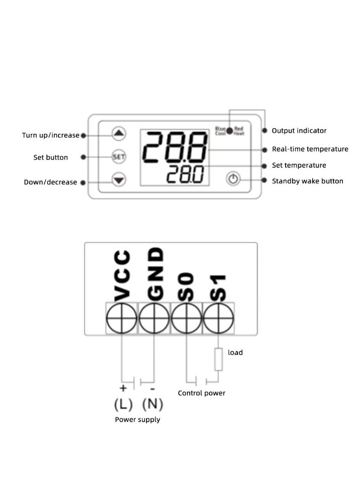 Generic - Digital Thermostat Controller with Remote Control Dual Display Temperature Controller DC12V AC220V - Image 1