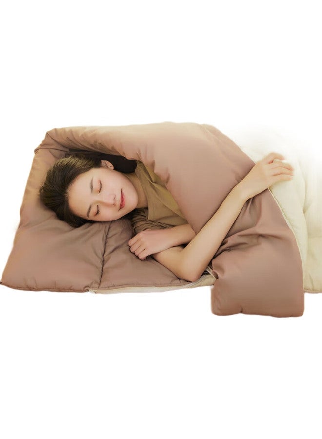 JD.com Jingzao Envelope-Style Brushed Sleeping Bag, Outdoor Camping Winter Thickened Adult Moisture-Proof Constant Temperature Warm, Ivory White 1.8Kg - Image 2