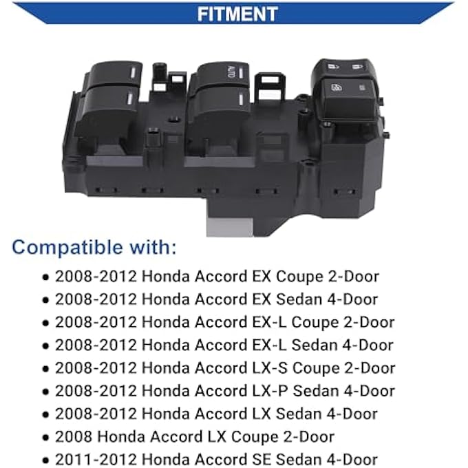 AiYiGu Power Window Switch Control Button Compatible With Honda Accord 20082012 Replaces 35750Tb0H01 35750TbdH13 35750Ta0A02 - Image 2