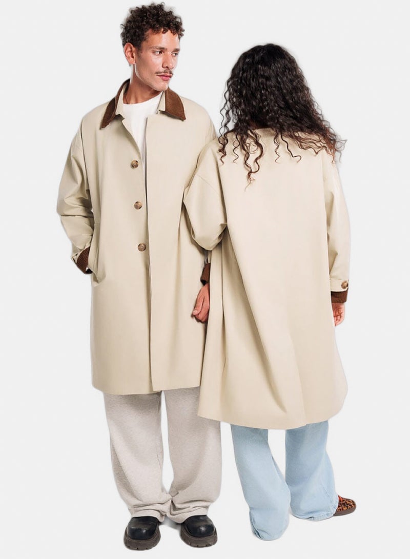 In Your Shoe Beige Oversized Light Gabardine Coat - Image 2