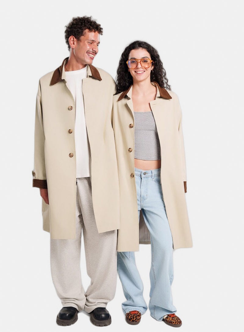 In Your Shoe Beige Oversized Light Gabardine Coat - Image 1