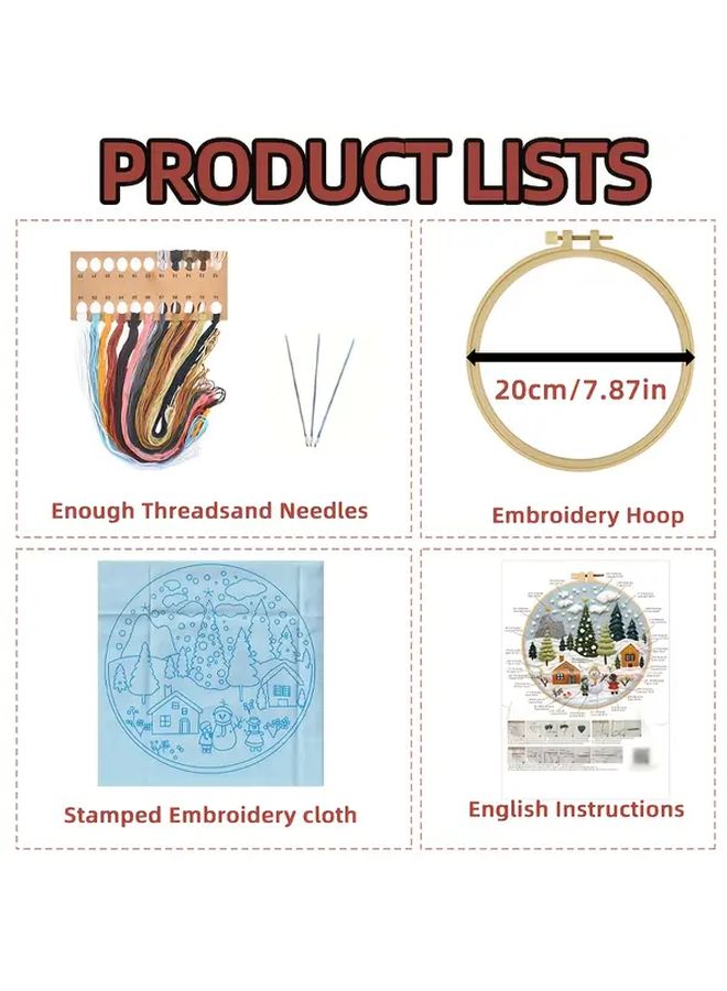 Christmas Snow Scene Embroidery Kit for Adults Beginner with Pre Printed Patterns - Image 5