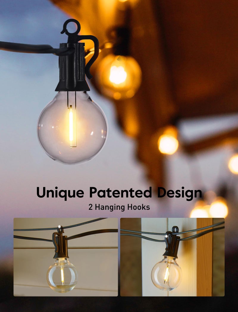 Brightown Outdoor String Lights 25 Feet G40 LED Patio Lights, Plug-in, 13 Plastic Edison Bulbs(1 Spare), Waterproof Connectable Hanging Light for Backyard Porch Balcony Party Decor, E12 Base, Black - Image 3