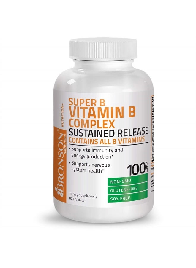 Bronson Super B Vitamin B Complex Sustained Slow Release (Vitamin B1, B2, B3, B6, B9 - Folic Acid, B12) Contains All B Vitamins 100 Tablets  - Image 4