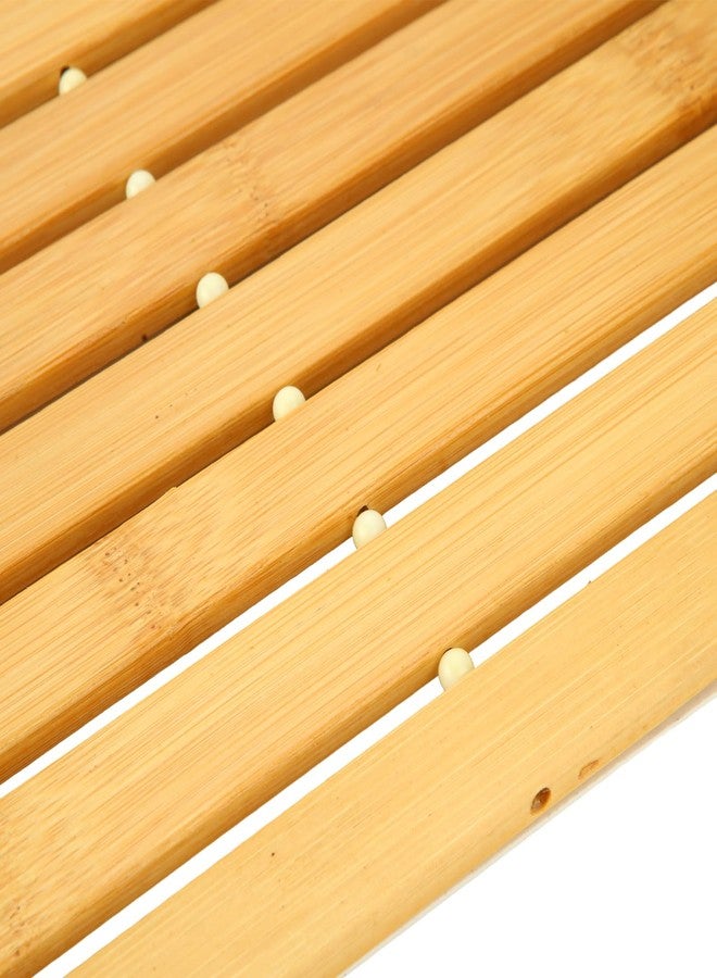 QTLCOHD 2 Pcs Bamboo Bath Mat - 24 x 16 Inch Non Slip Foldable Waterproof Wood Shower Mat for Bathroom, Floor, Bathtub, Toilet, Sauna, Hot Tub - Image 5