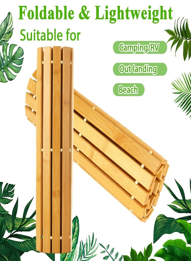 QTLCOHD 2 Pcs Bamboo Bath Mat - 24 x 16 Inch Non Slip Foldable Waterproof Wood Shower Mat for Bathroom, Floor, Bathtub, Toilet, Sauna, Hot Tub - Image 4