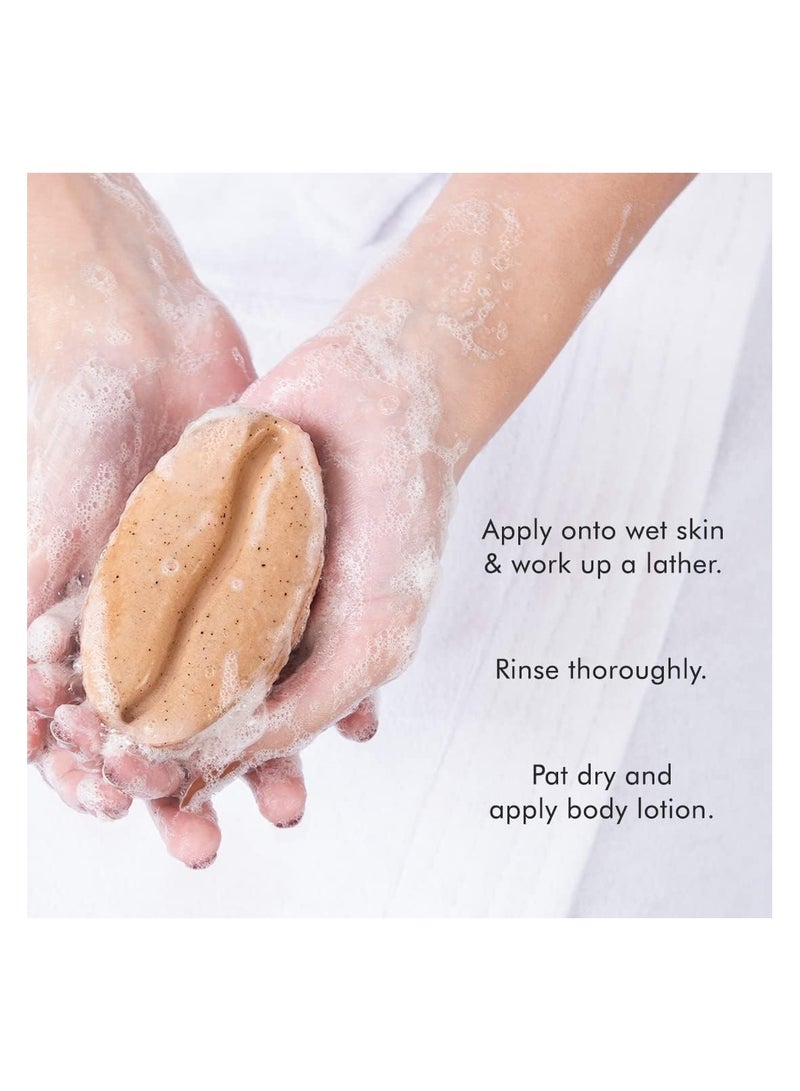 إم كافيين صابون الكافيين المقشر لإزالة السمرة مع القهوة وحليب اللوز والكراميل | صابون الاستحمام دي تان لتلميع وترطيب البشرة | صابون على شكل حبة الفول برائحة القهوة الطازجة | طبيعي ونباتي - Image 5