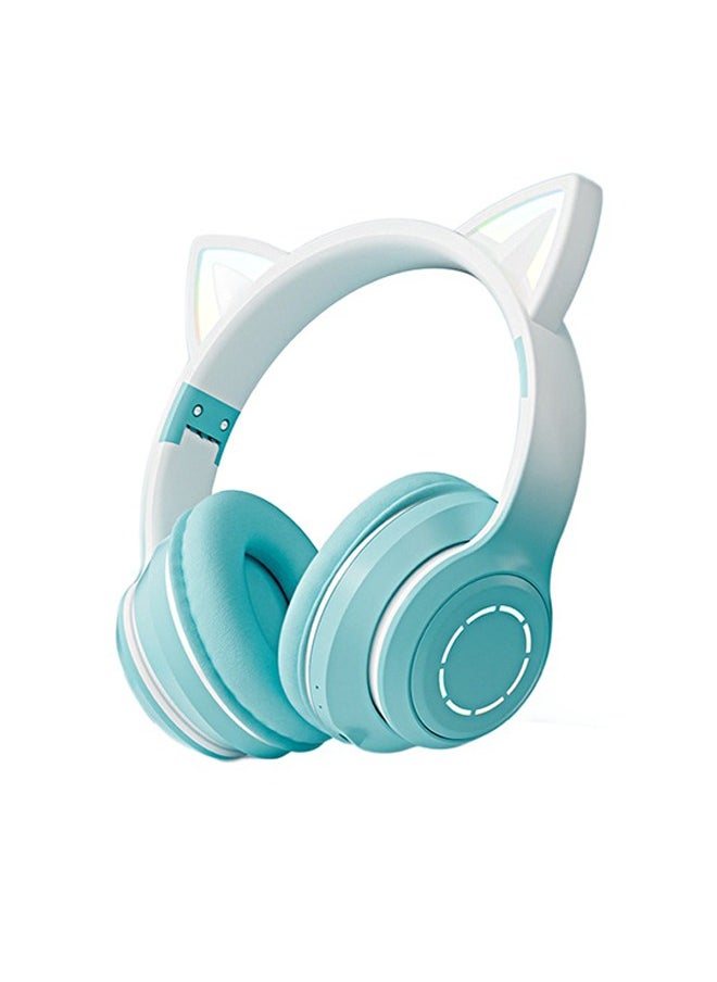 FlashHawk RGB Over-Ear Bluetooth Wireless Headphone, LED Cat-Ear Stereo Sound Headset, TF card/Wired/Wireless Mode, ST89M Green  - Image 1