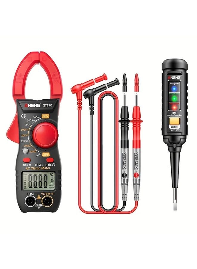 متر المشبك الرقمي الأحمر 2000 عدّاد - مقياس متعدد لاختبار التيار المتردد والتيار المستمر والجهد - Image 2