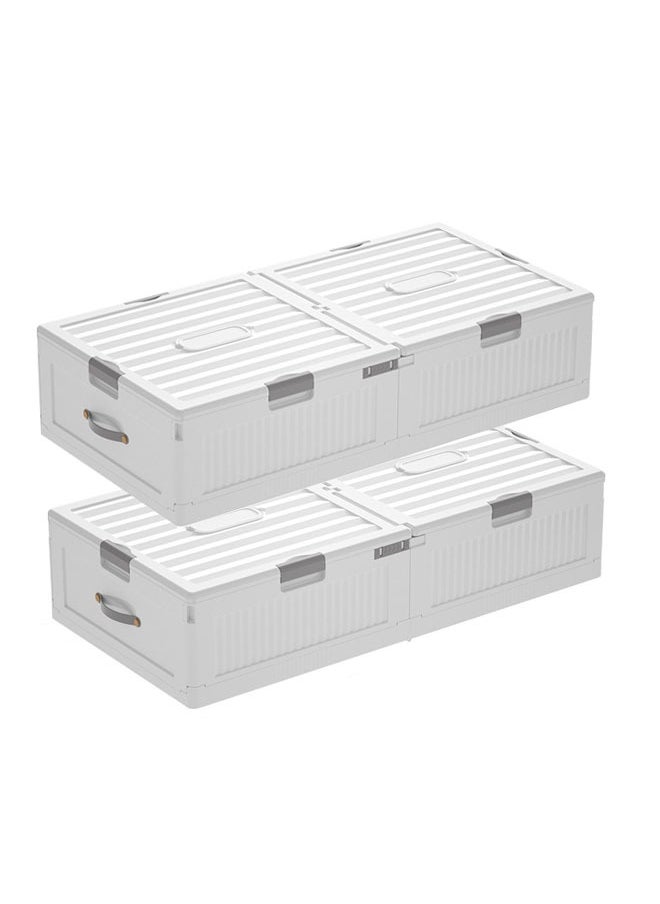 NKX - Set of 2 Space-Saving Drawer-Style Folding Under Bed Storage Box with Wheels 24cm - Image 1