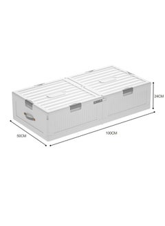 NKX Set of 2 Space-Saving Drawer-Style Folding Under Bed Storage Box with Wheels 24cm  - Image 2