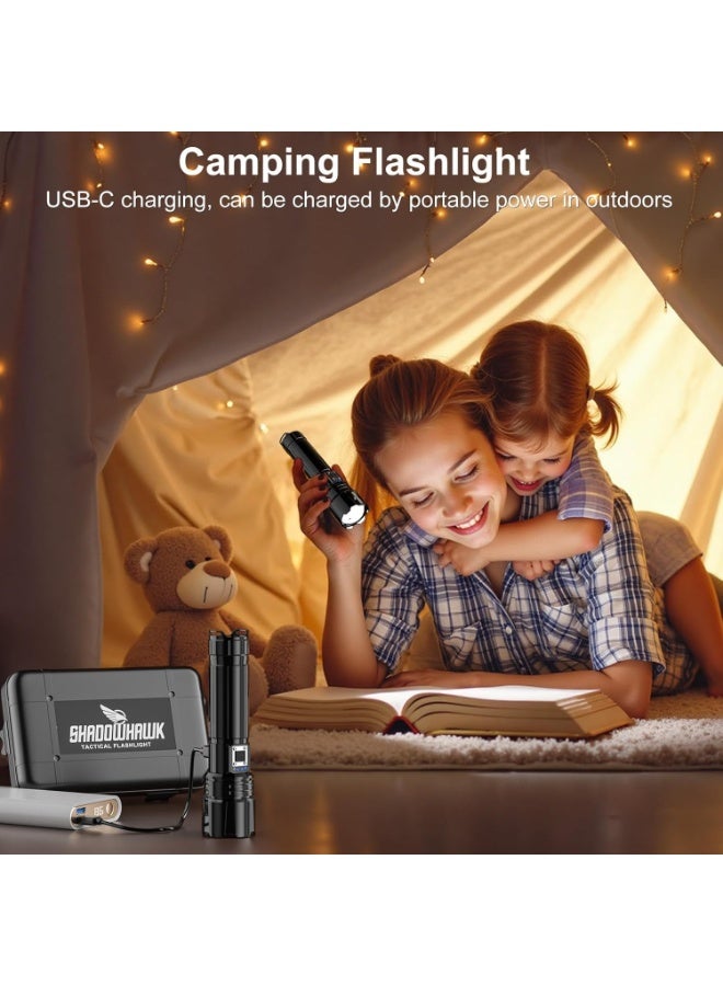 SHADOWHAWK S1476 Tactical LED Flashlight, 50000 Lumen XHP70.2, Rechargeable, IP67 Waterproof & Zoomable - Image 5