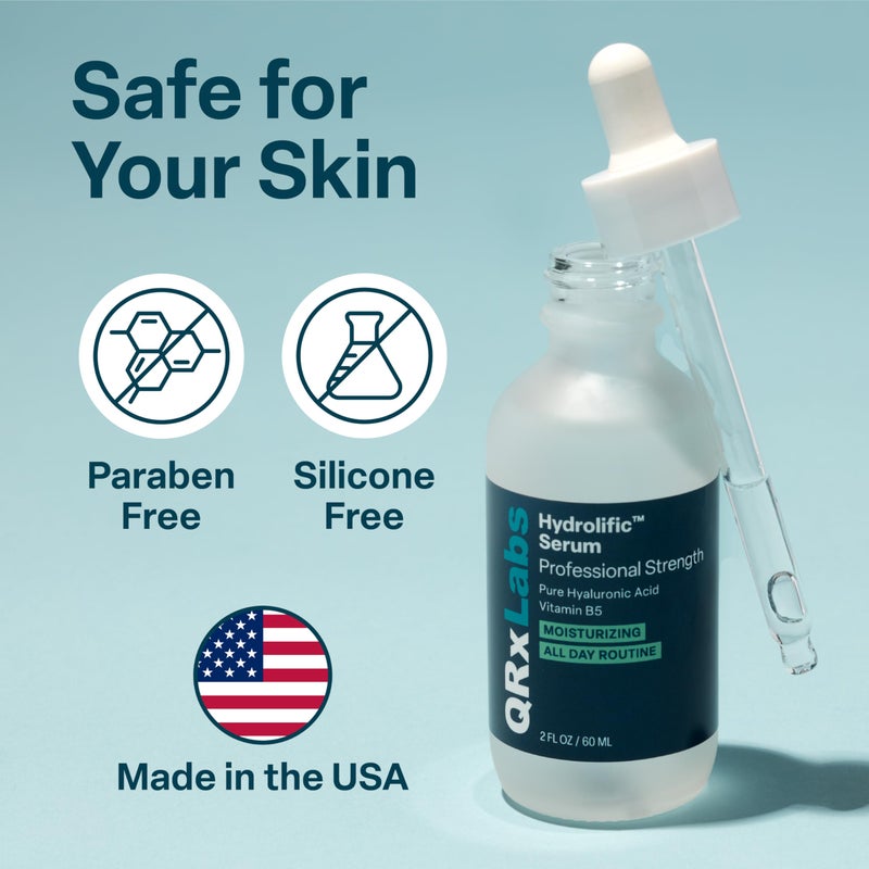 QRxLabs Hyaluronic Acid Serum for Face with Vitamin B5 - Plumping Face Hydration - Rapid-Absorption Facial Care - Elasticity-Boosting Anti-Aging Serum - 2 Fl Oz - Image 5