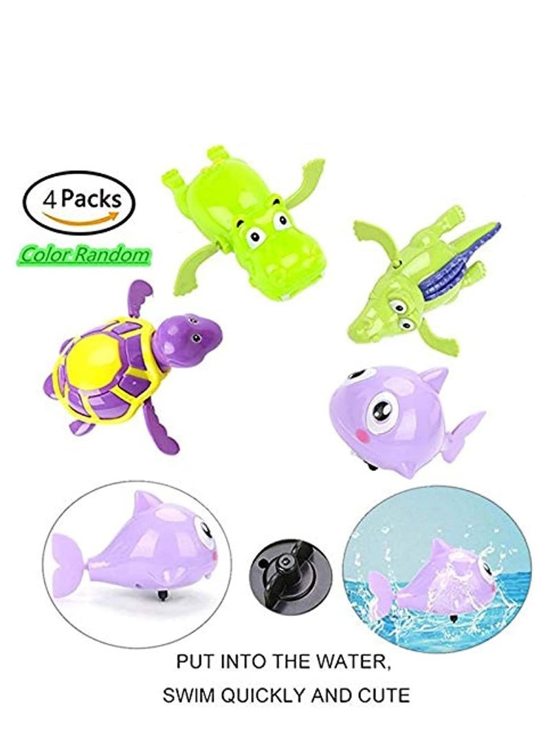 Wind Up Sea Animal Bath Toy - Manual Motorized Flipper Action, Adorable Sea Critter Toys For Babies And Toddlers, Bath Time Fun Toys -4 Pack (Assorted Colors) - Image 4