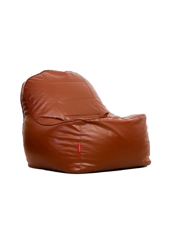 Couchette Couchette® Faux Leather XXXL Lounge Chair Luxury Bean Bag Cover with Footrest in Tan Color (Without Fillers)  - Image 4