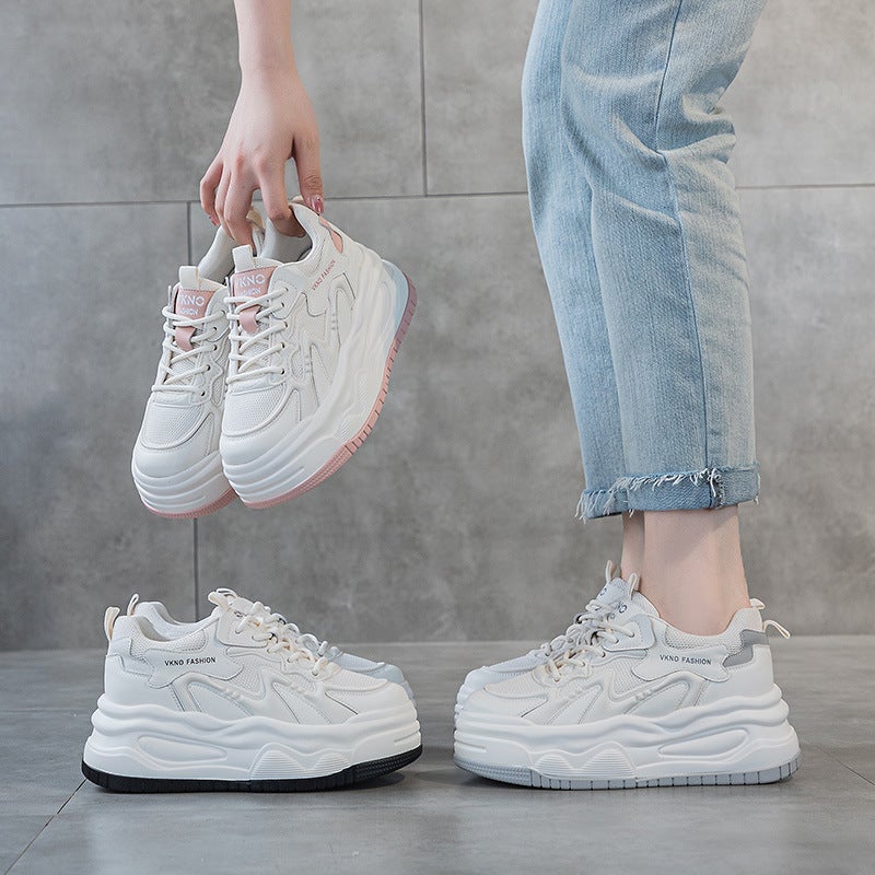 7.5Cm Thick Sole Height Increasing Small Size Women'S Shoes 32 Torre Shoes Women'S Thick Sole White Shoes Casual Shoes Low Breathable - Image 4