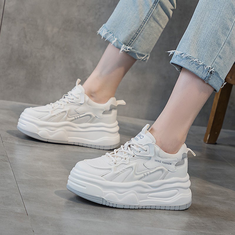 7.5Cm Thick Sole Height Increasing Small Size Women'S Shoes 32 Torre Shoes Women'S Thick Sole White Shoes Casual Shoes Low Breathable - Image 3