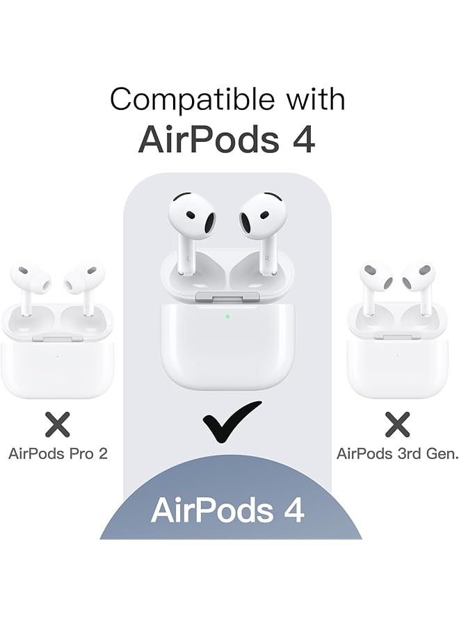 جي تيك غطاء سيليكون مطور لسماعات Airpods الجيل الرابع 2024 مع سلسلة مفاتيح، غلاف داخلي صلب من البولي كربونات، غلاف واقٍ مقاوم للصدمات، إضاءة أمامية LED، أزرق ألاسكي مرئي - Image 2