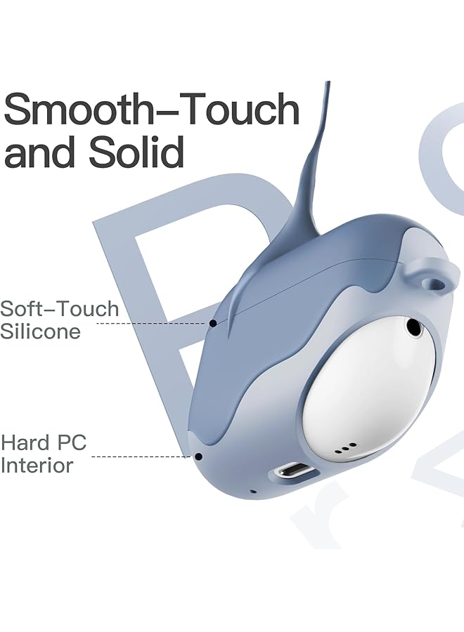 جي تيك غطاء سيليكون مطور لسماعات Airpods الجيل الرابع 2024 مع سلسلة مفاتيح، غلاف داخلي صلب من البولي كربونات، غلاف واقٍ مقاوم للصدمات، إضاءة أمامية LED، أزرق ألاسكي مرئي - Image 3