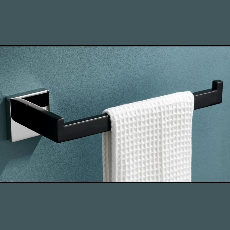 LUXIUR Towel Hanger for Wash Basin, Bathroom and Kitchen Sink Stand, 304 Grade Stainless Steel Towel Ring, Napkin Holder, Chrome Black - Image 1