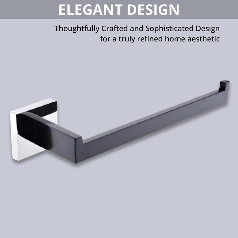 LUXIUR Towel Hanger for Wash Basin, Bathroom and Kitchen Sink Stand, 304 Grade Stainless Steel Towel Ring, Napkin Holder, Chrome Black - Image 2