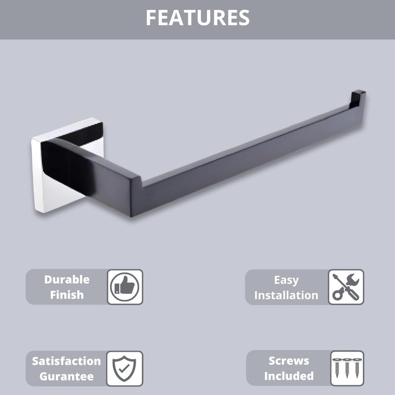 LUXIUR Towel Hanger for Wash Basin, Bathroom and Kitchen Sink Stand, 304 Grade Stainless Steel Towel Ring, Napkin Holder, Chrome Black - Image 3