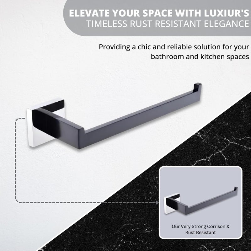 LUXIUR Towel Hanger for Wash Basin, Bathroom and Kitchen Sink Stand, 304 Grade Stainless Steel Towel Ring, Napkin Holder, Chrome Black - Image 4