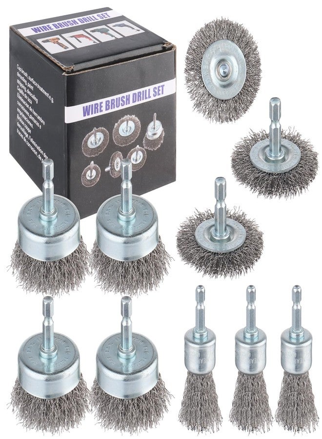 Rocaris 10-Pack Carbon Steel Wire Wheel, Cup, Pen Brush Set with 1/4-Inch Hex Shank for Rust Removal, Corrosion and Scrubbing Surfaces - Image 1