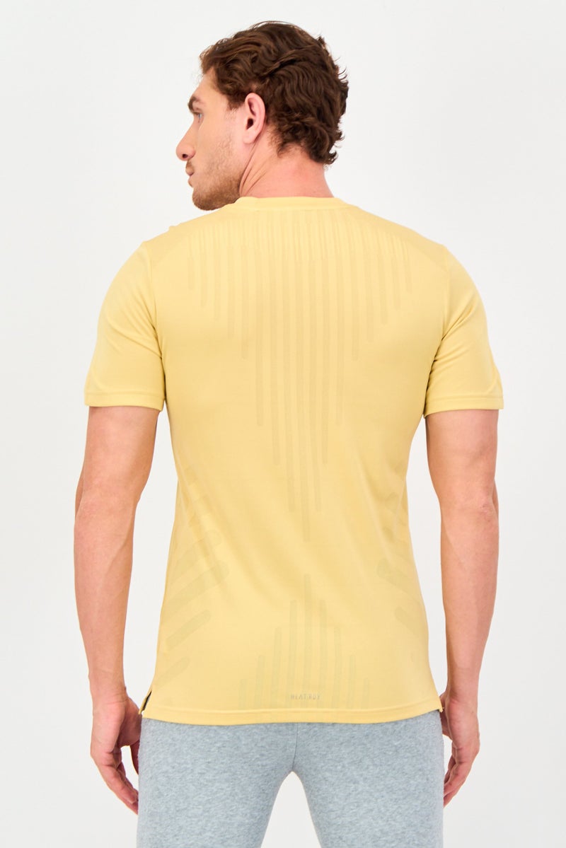 Adidas Men Slim Fit Short Sleeve Training T-Shirt, Mustard - Image 4