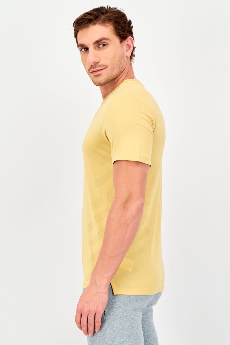Adidas Men Slim Fit Short Sleeve Training T-Shirt, Mustard - Image 3