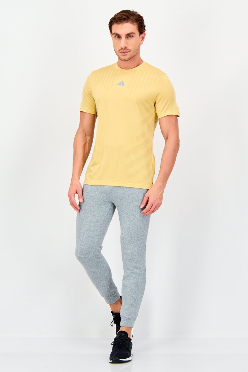 Adidas Men Slim Fit Short Sleeve Training T-Shirt, Mustard - Image 2