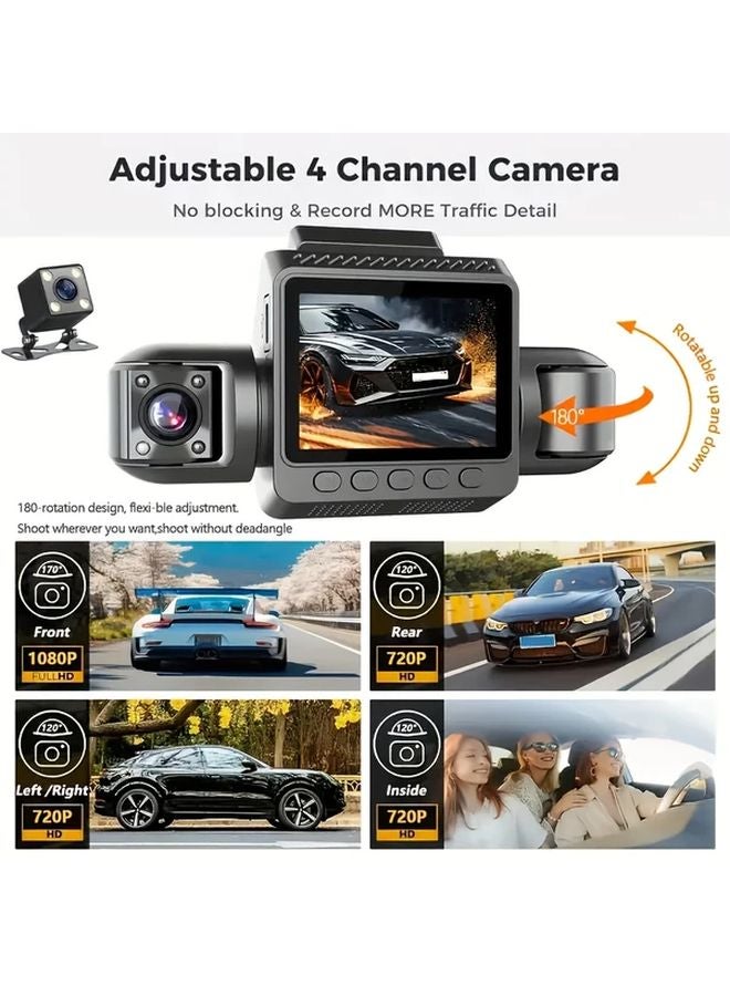 4 Channel Dash Cam With 32G Memory Card Front Rear Left Right Side Cameras - Image 3