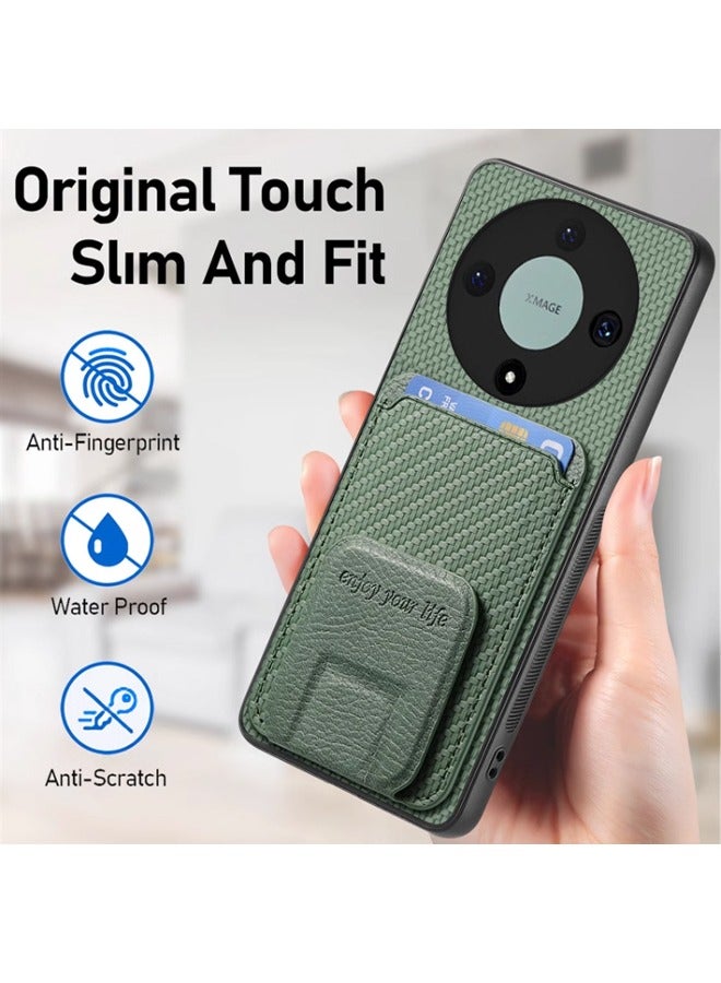 GKK Cover Case for Honor X9b 5G Folding Bracket Card Insertion Anti-drop Shell Magnetic Attraction with Stand Card Holder 2 in 1 PU Leather Ferrule with RFID Blocking Credit Card Holder Green  - Image 4